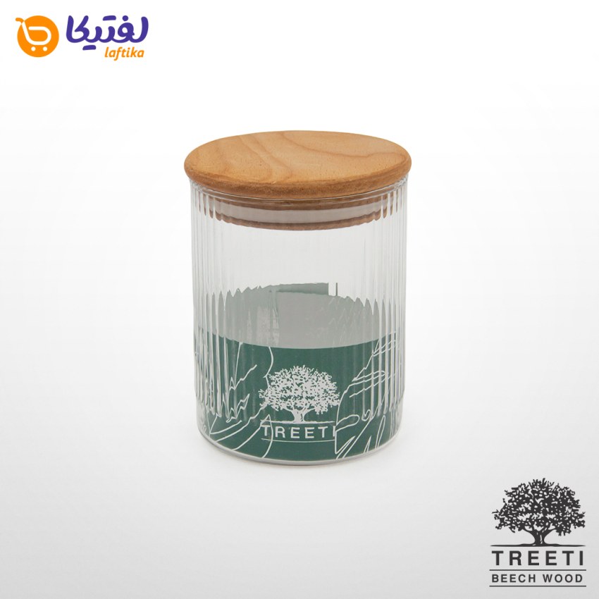 خرید بانکه ادویه شیشه ای با درب چوبی لفتیکا 